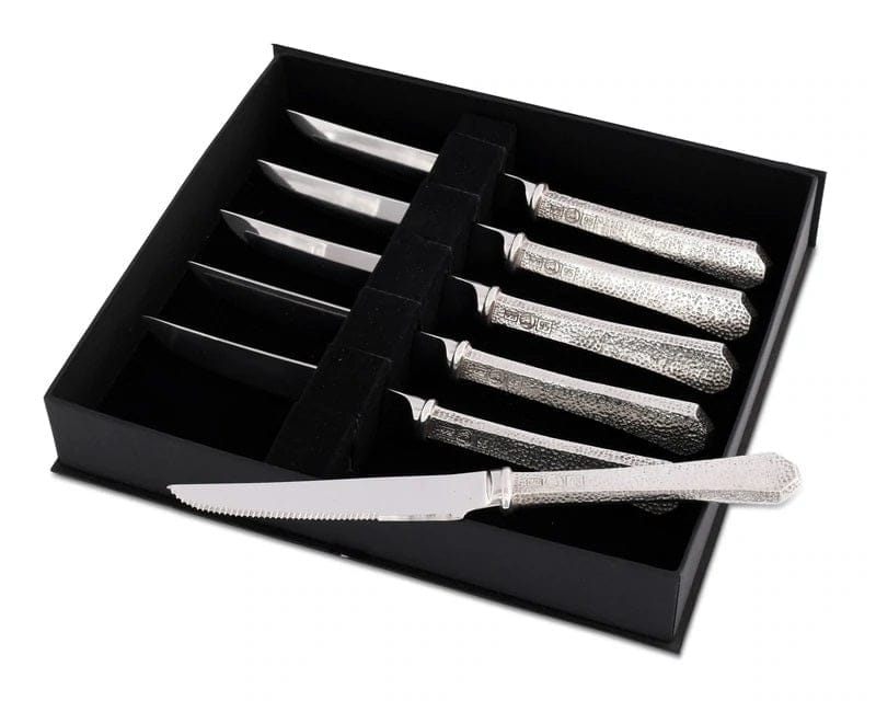 Hammered Pewter Steak Knives - 6-pc knife set - Your Western Decor