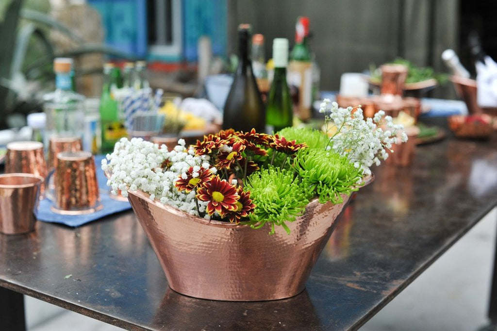 Decorative Floral Arrangement in Hammered Copper Ice Bin - Your Western Decor