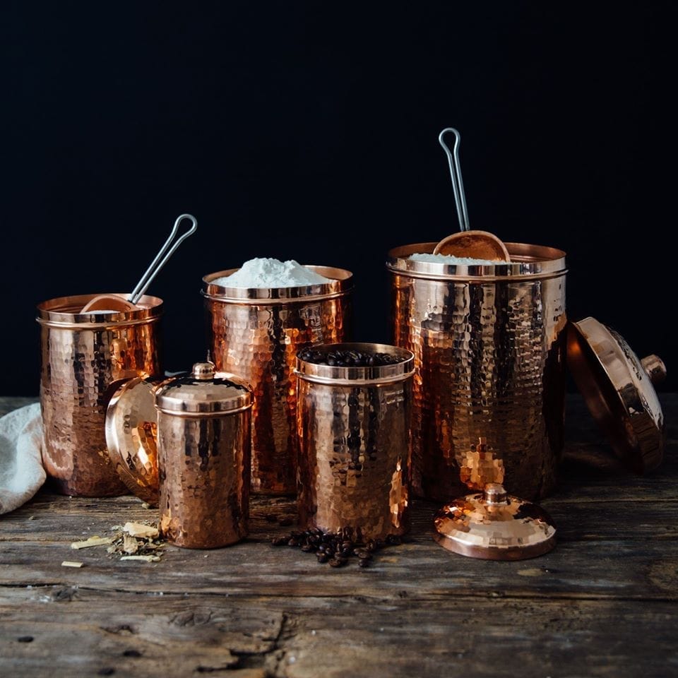 patina hammered copper kitchen canister set - Your Western Decor