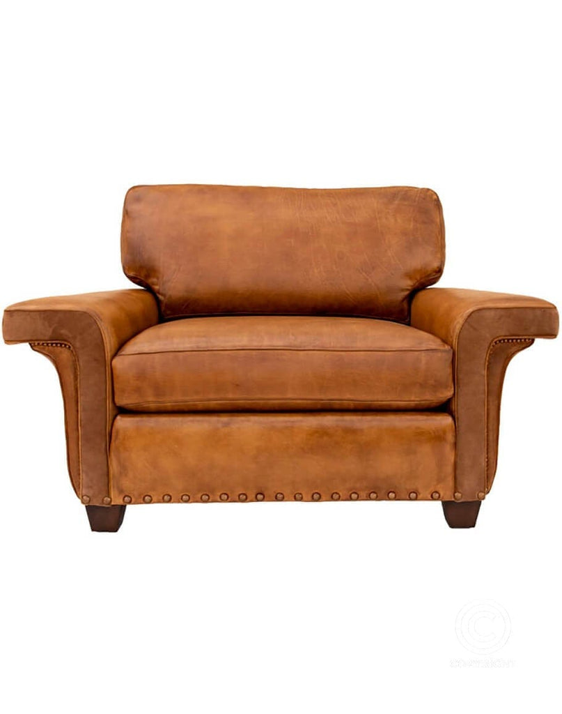 Burnished Leather Wide Accent Chair - Your Western Decor, LLC