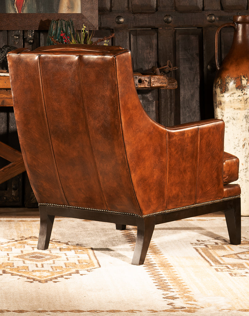 Hasselback Mocha Leather Lounge Chair Back - Fine Luxury Home Furnishings Made in the USA - Your Western Decor