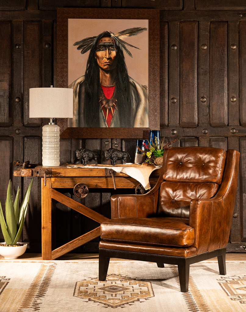 Hasselback Mocha Leather Lounge Chair - Fine Luxury Home Furnishings Made in the USA - Your Western Decor