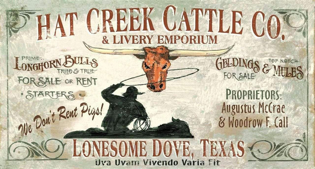 Hat Creek Cattle Company - Lonesome Dove - Western Wall Sign - Made in the USA - Your Western Decor