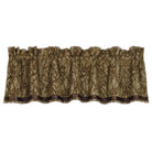 Branches motif fabric with faux leather strip along the bottom of rod pocket top valance - Your Western Decor