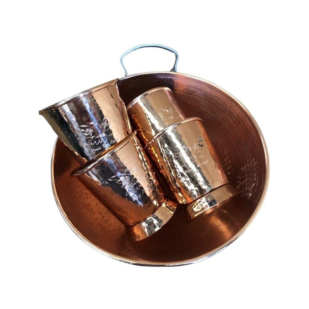 5  piece hammered copper engraved eggnog set. Your Western Decor