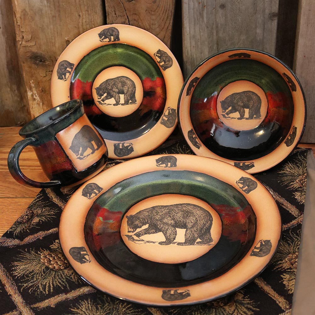 Lonesome bear dinnerware set made in the USA - Your Western Decor
