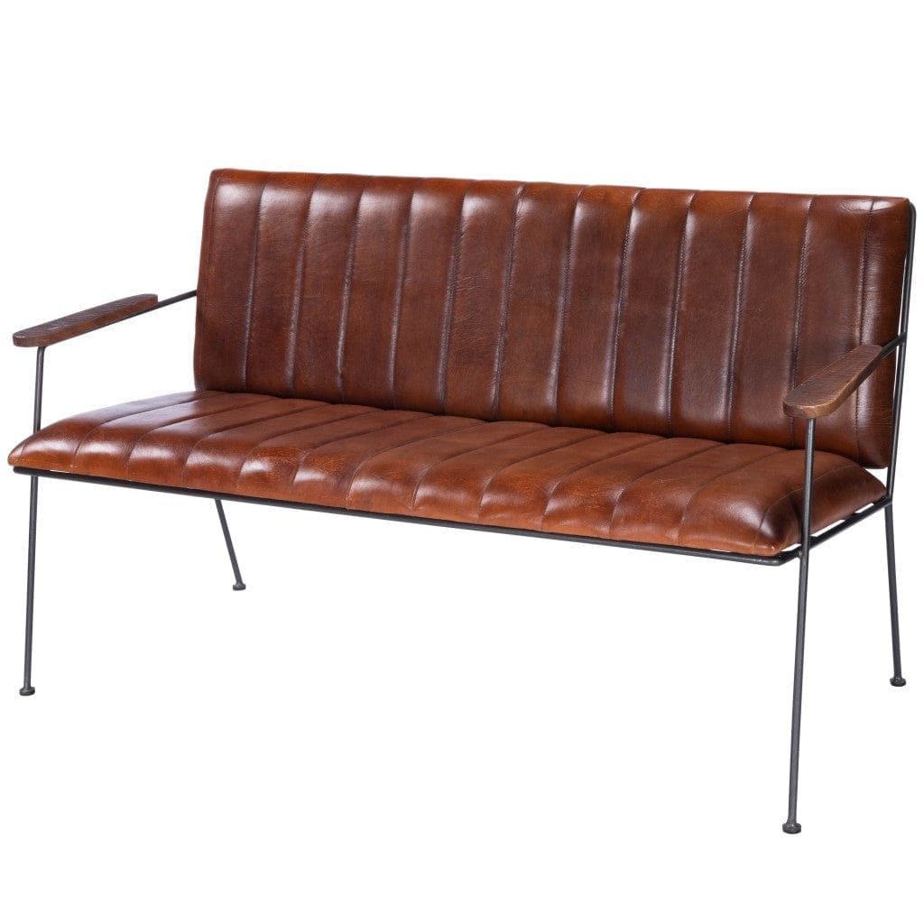 Industrial Chic Leather Bench - Your Western Decor