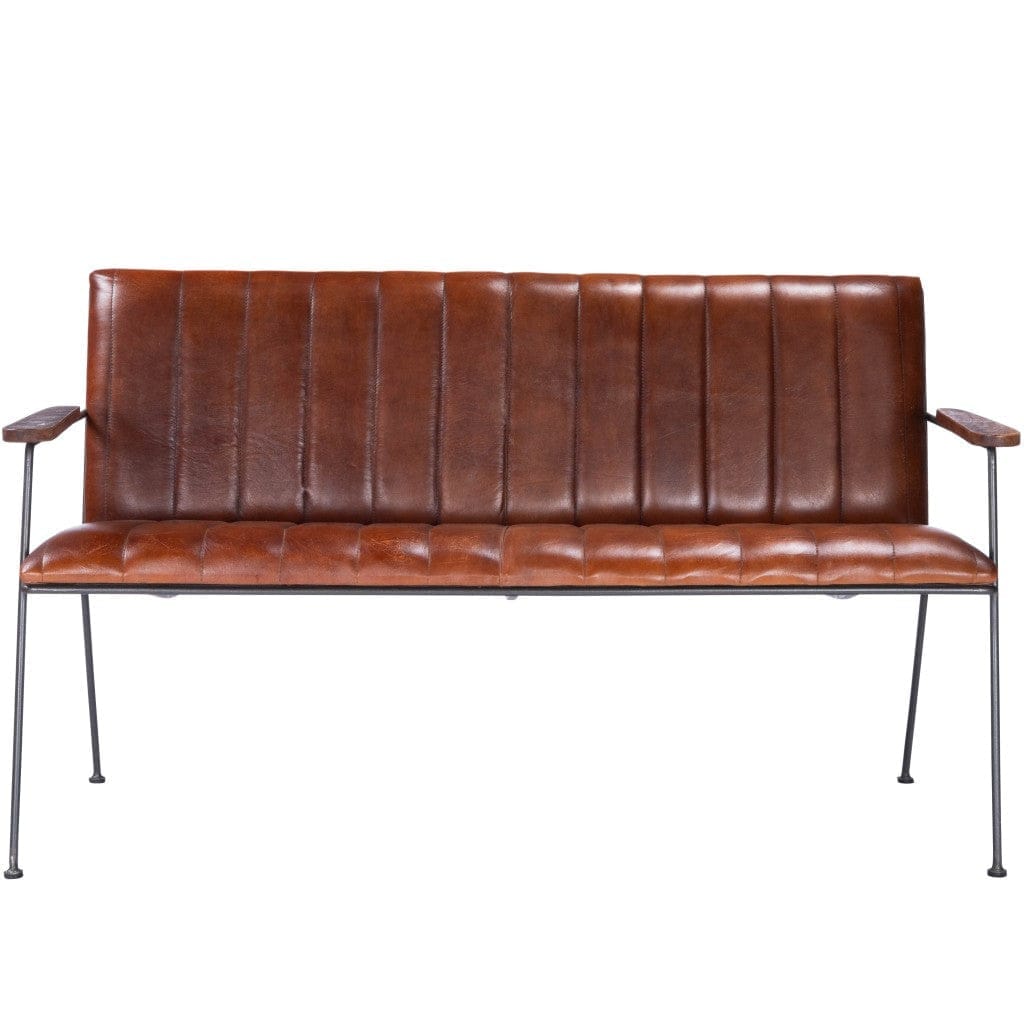 Industrial Chic Leather Bench - Your Western Decor