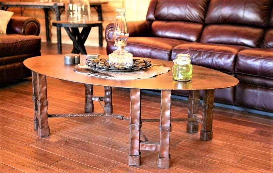 Rustic Oval Iron Coffee Table - Your Western Decor