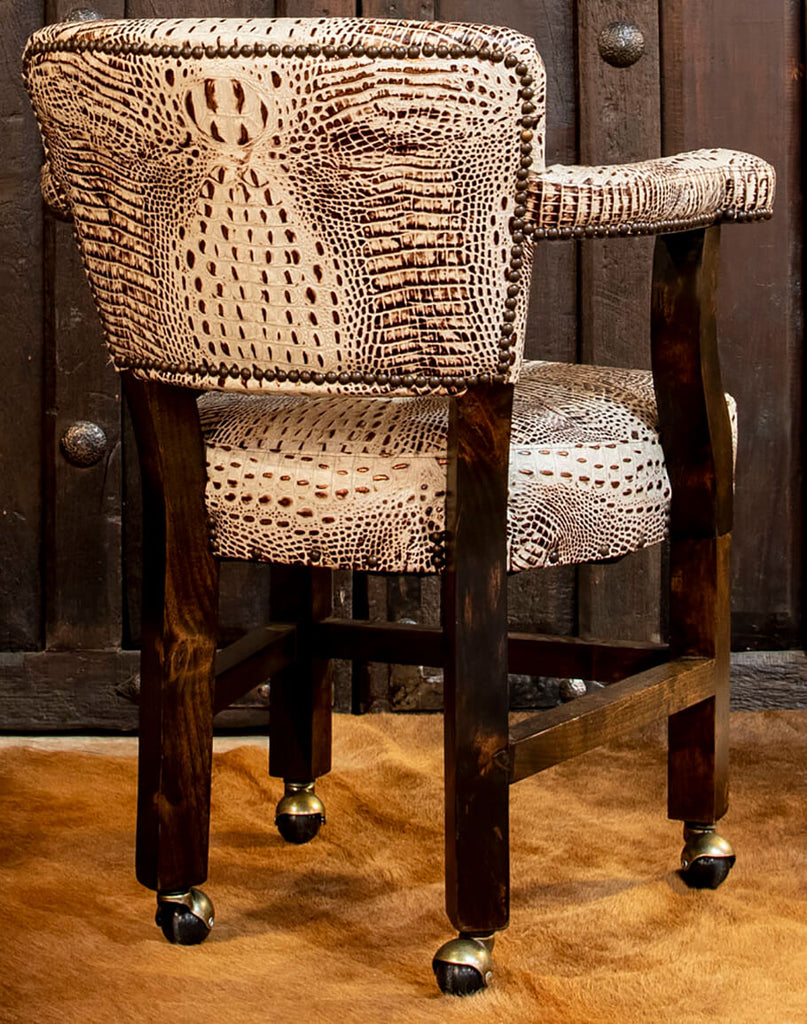 Ivory Croc Dining Chair on Castors back - Your Western Decor