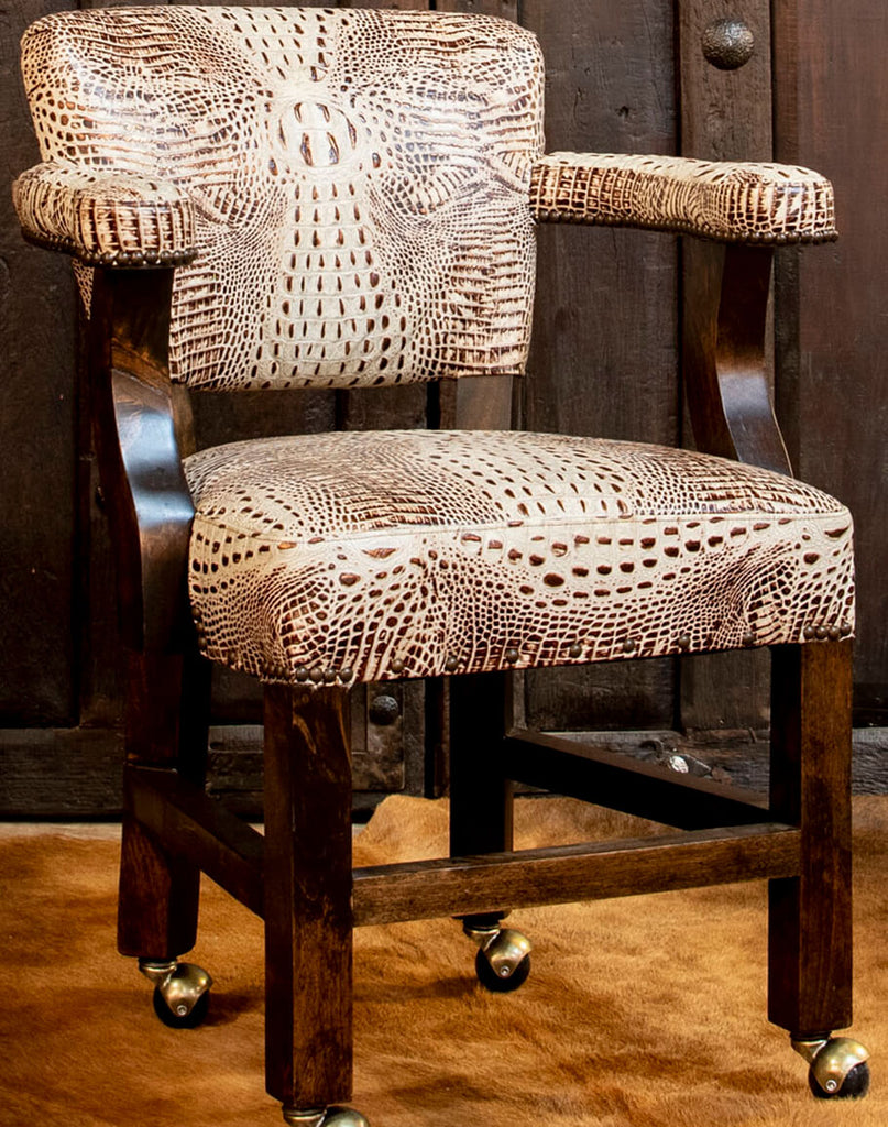 Ivory Croc Dining Chair on Castors - made in the USA - Your Western Decor