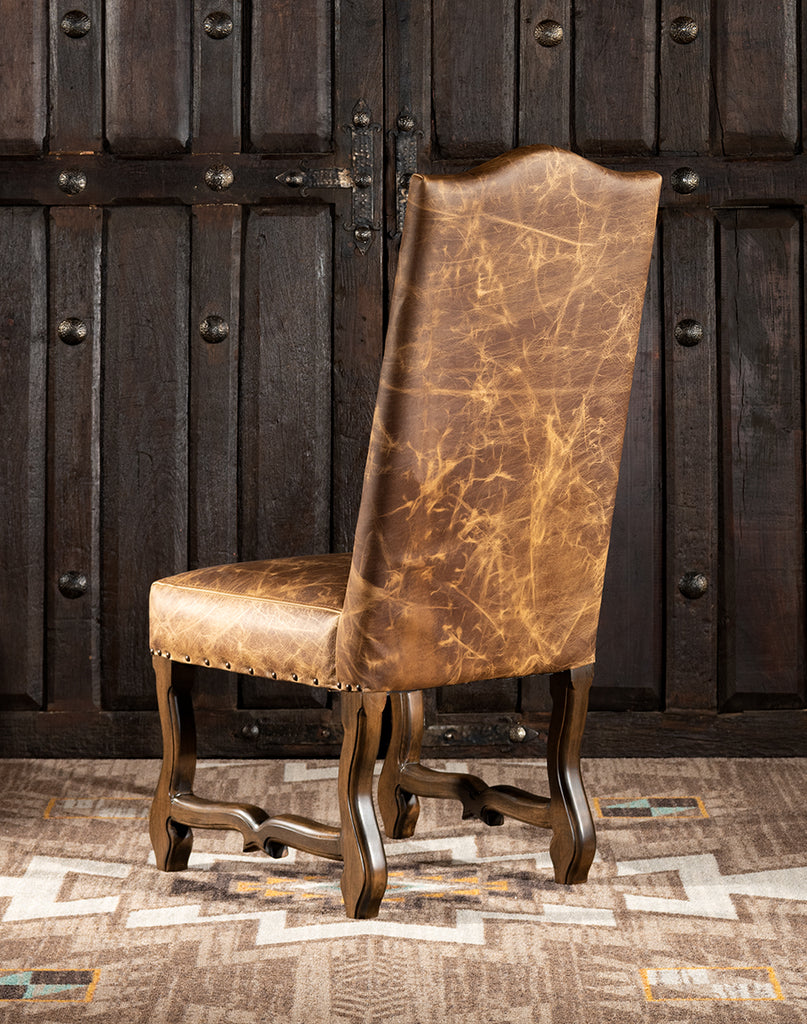 King Ranch Bison Leather Dining Chair back - Your Western Decor