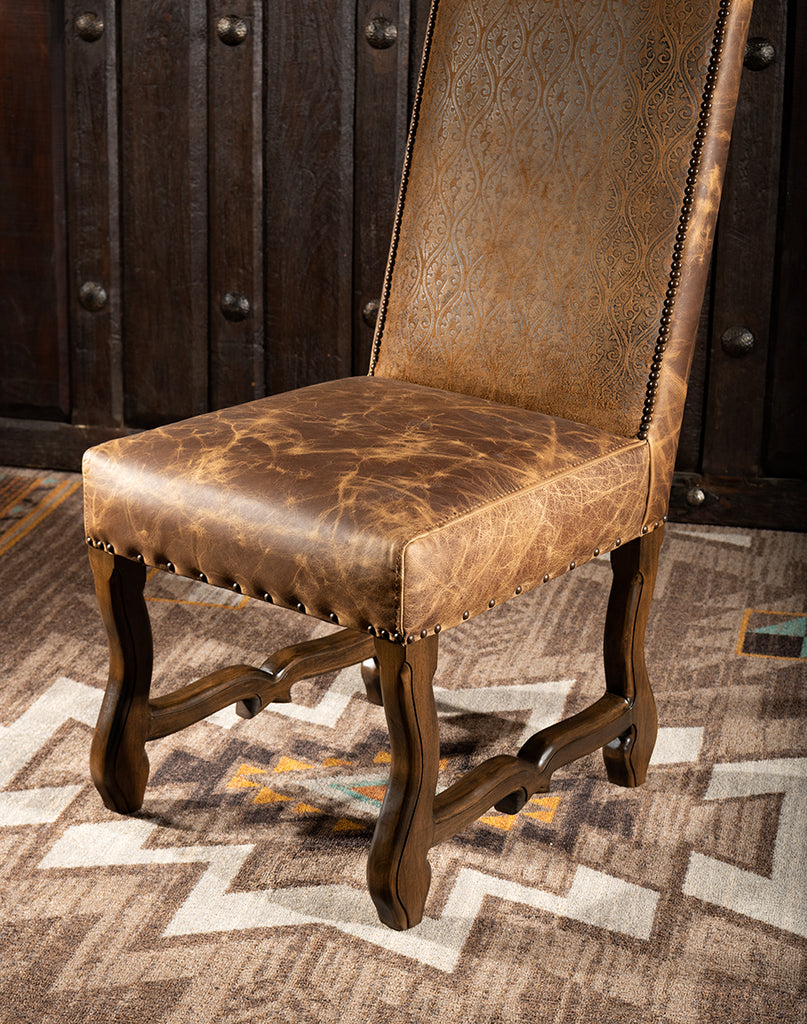 King Ranch Bison Leather Dining Chair leather detail - Your Western Decor