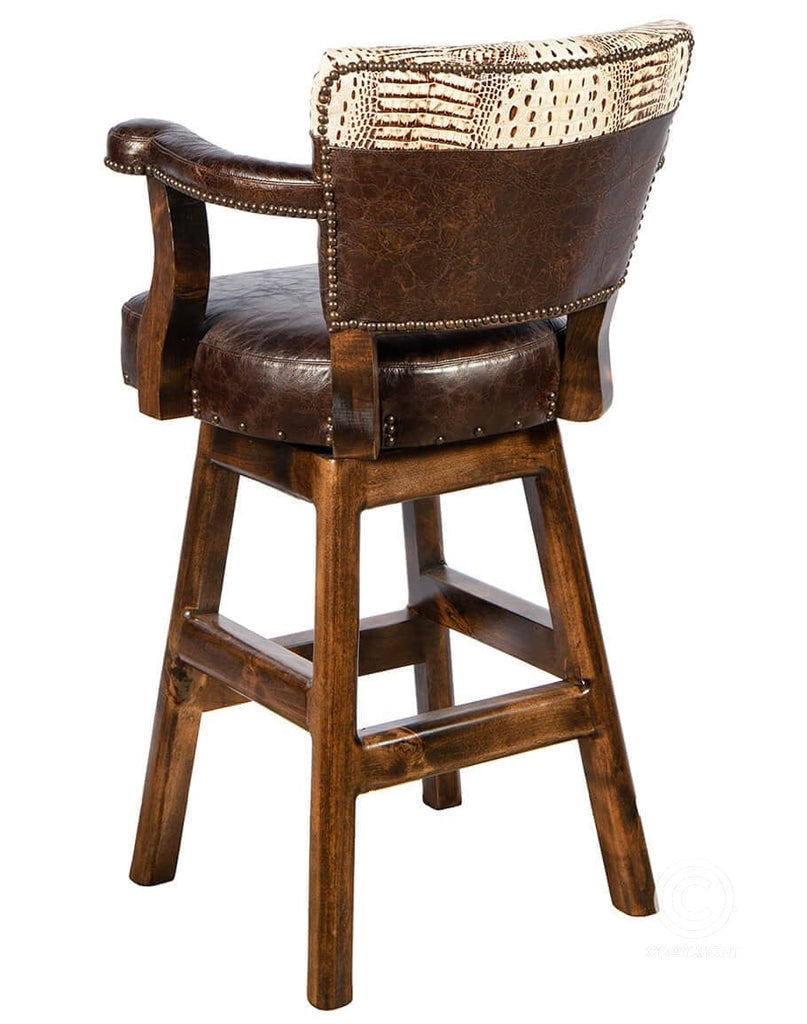 Laramie Leather Western Swivel Bar Chair Back - Your Western Decor, LLC