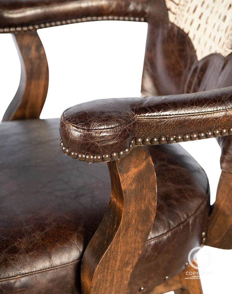 Laramie Leather Western Swivel Bar Chair Detail - Your Western Decor & Design