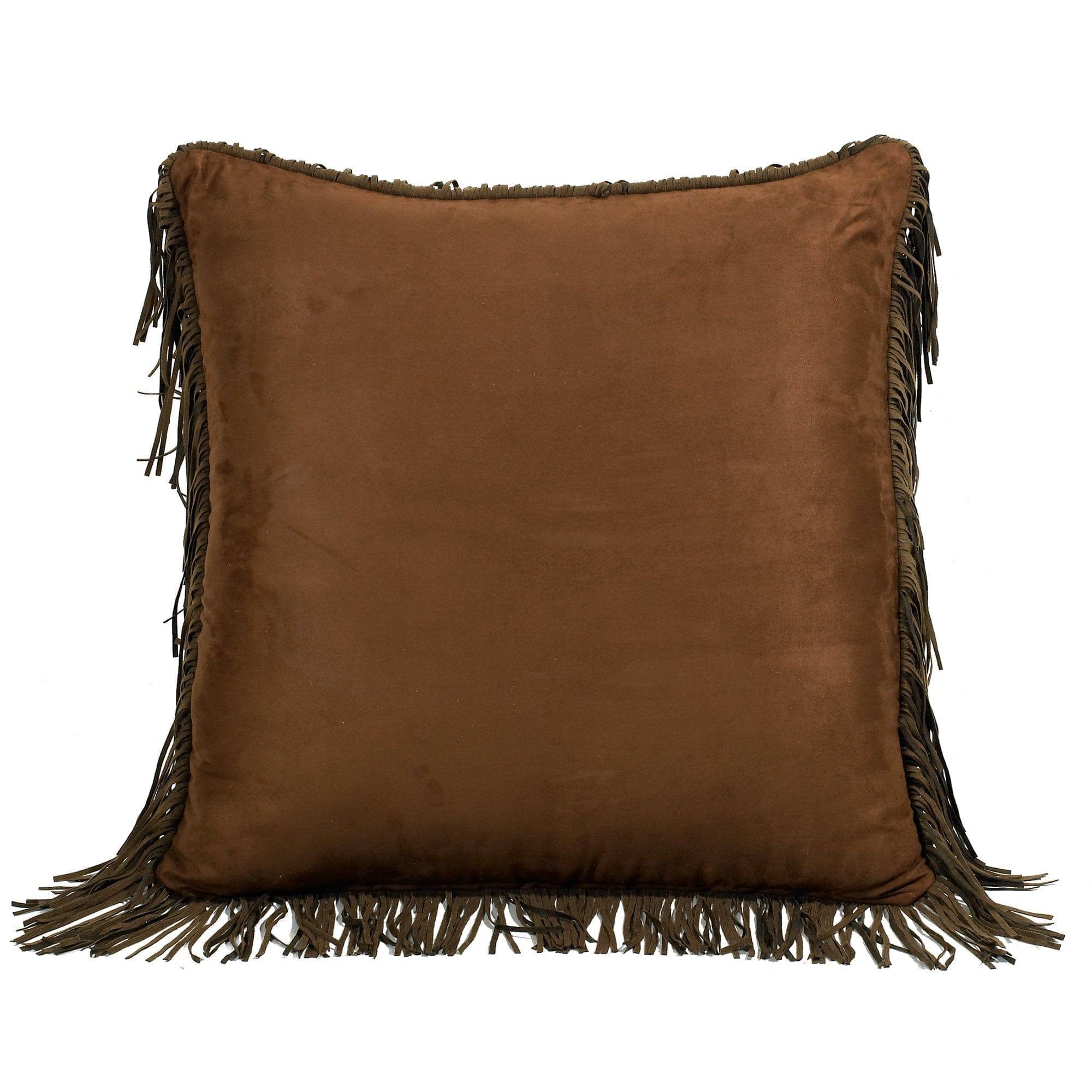 Copper Suede Euro Sham with Fringe - Western Decor