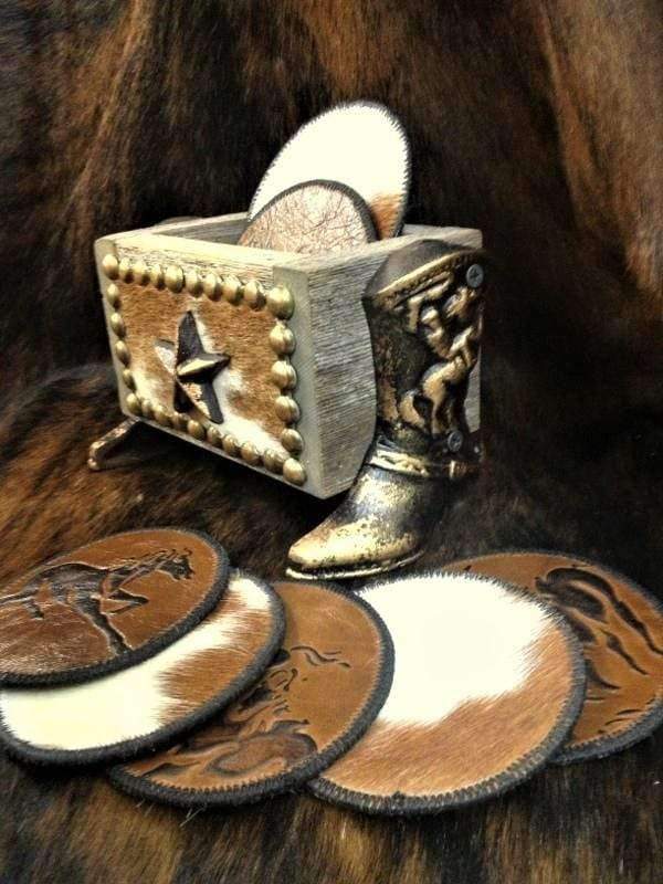 Hair on Hide & Leather Coasters - Your Western Decor