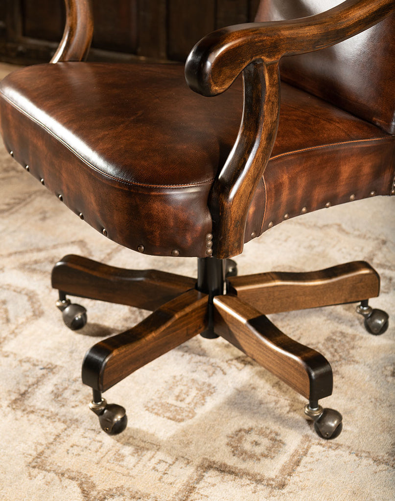 Antiqued leather office chair seat - Your Western Decor