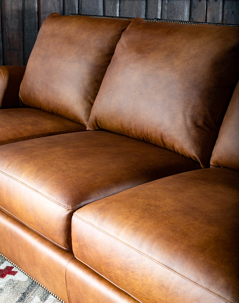 Croc Accent Leather Sofa - Western Living Room Furniture - Your Western Decor
