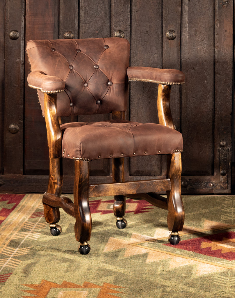 Axis Hide & Leather Upholstered Castor Chair front - American made furniture - Your Western Decor