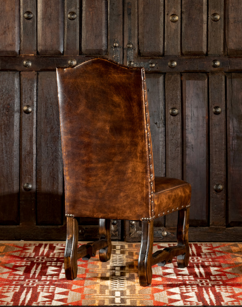 Burnished leather side chair back - Your Western Decor