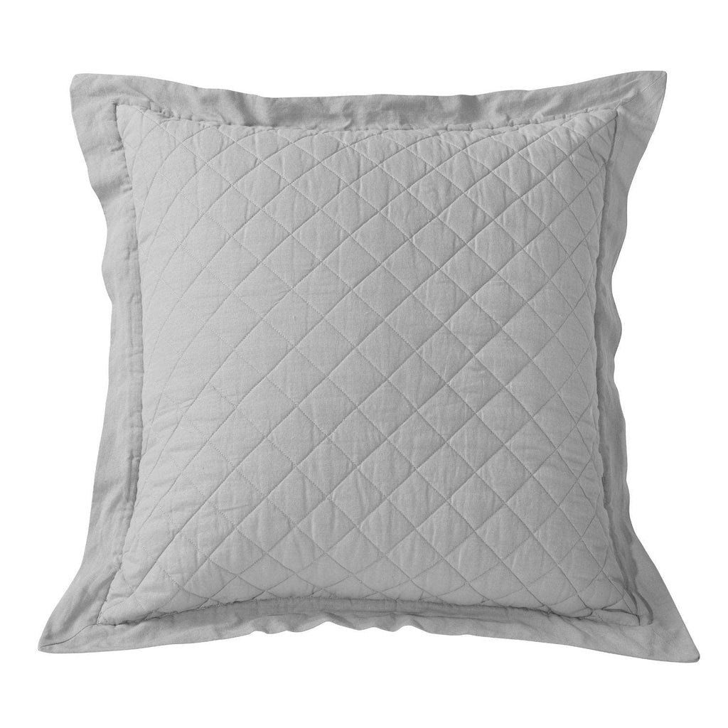Linen & Cotton Diamond Quilted Euro Sham in Grey color- Your Western Decor
