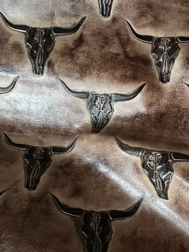 Longhorn Dark Brown Embossed Leather - Your Western Decor
