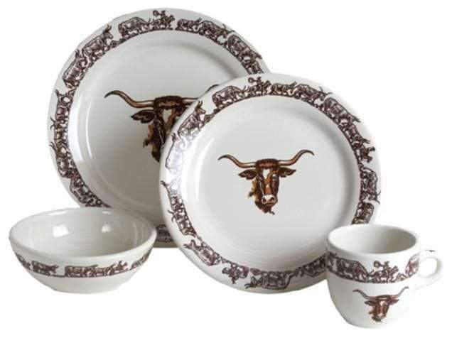 Wallace China Texas Longhorn Western Dinnerware Set - Made in the USA. - Your Western Decor