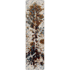 cowhide style floor with longhorn pattern in brown, off-white- and denim blue for western home decor