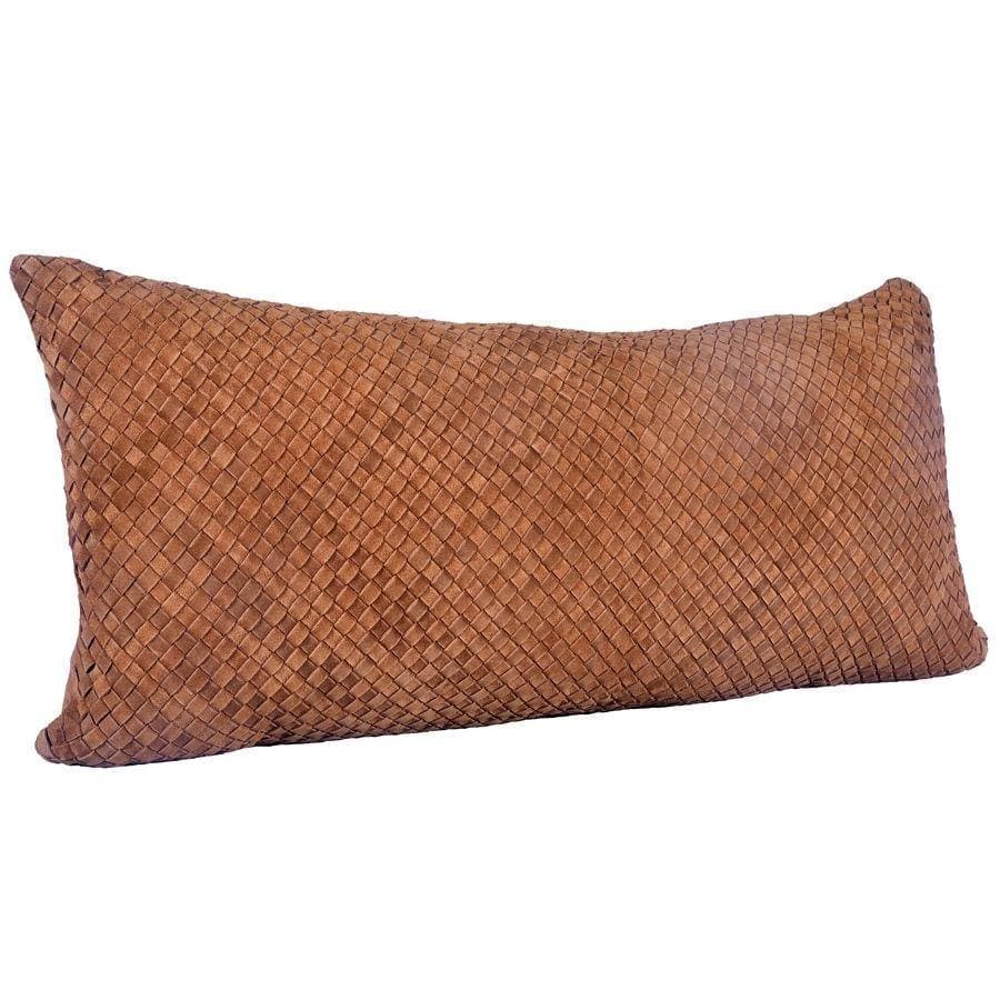 Woven suede leather basket weave lumbar pillow. Your Western Decor, LLC