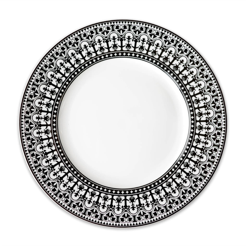 Porcelain black and white pattern dinner plate. Made in the USA. Your Western Decor
