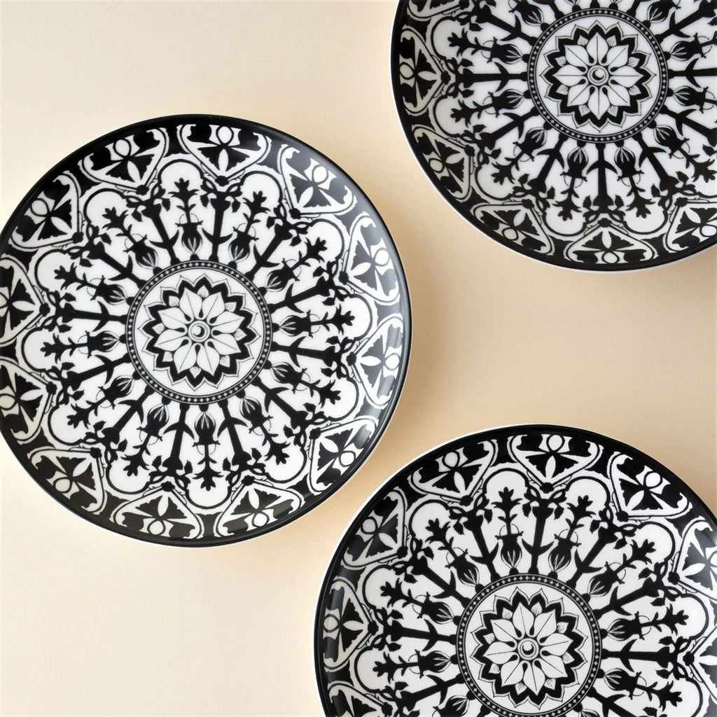Black and white porcelain canape plate set. Made in the USA. Your Western Decor