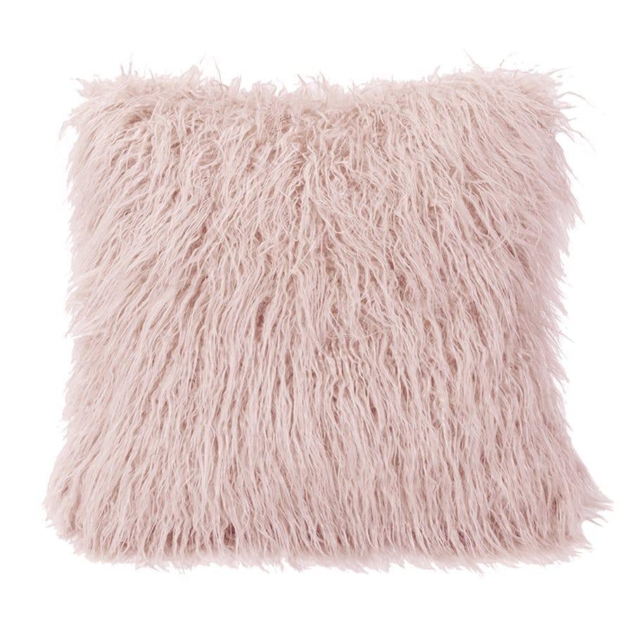 Mongolian Faux Fur Throw Pillow in Blush - Your Western Decor