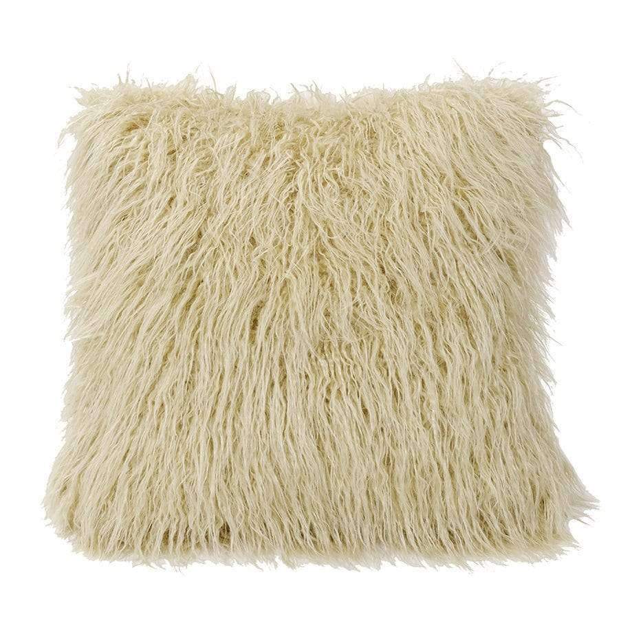 Faux Mongolian fur cream color throw pillow - Your Western Decor, LLC