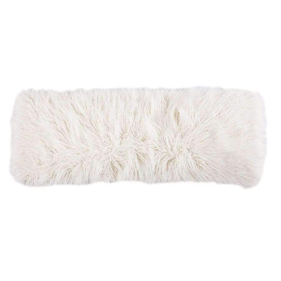 Mongolian Faux Fur Bolster Pillow in White - Your Western Decor, LLC