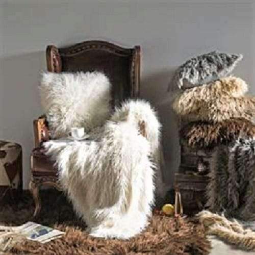 Faux Mongolian fur throw pillow and blankets in several colors - Your Western Decor, LLC