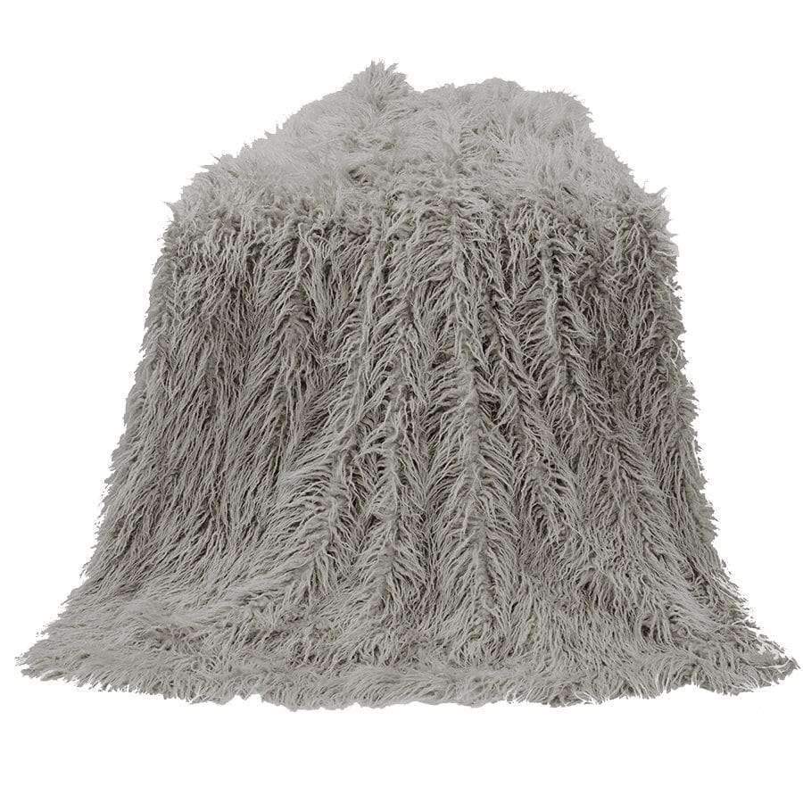 Soft grey faux mongolian wool throw blanket 50" x 60" - Your Western Decor