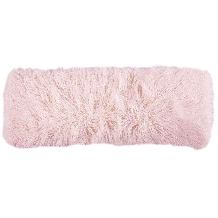 Blush pink Mongolian faux fur bolster pillow - Your Western Decor, LLC