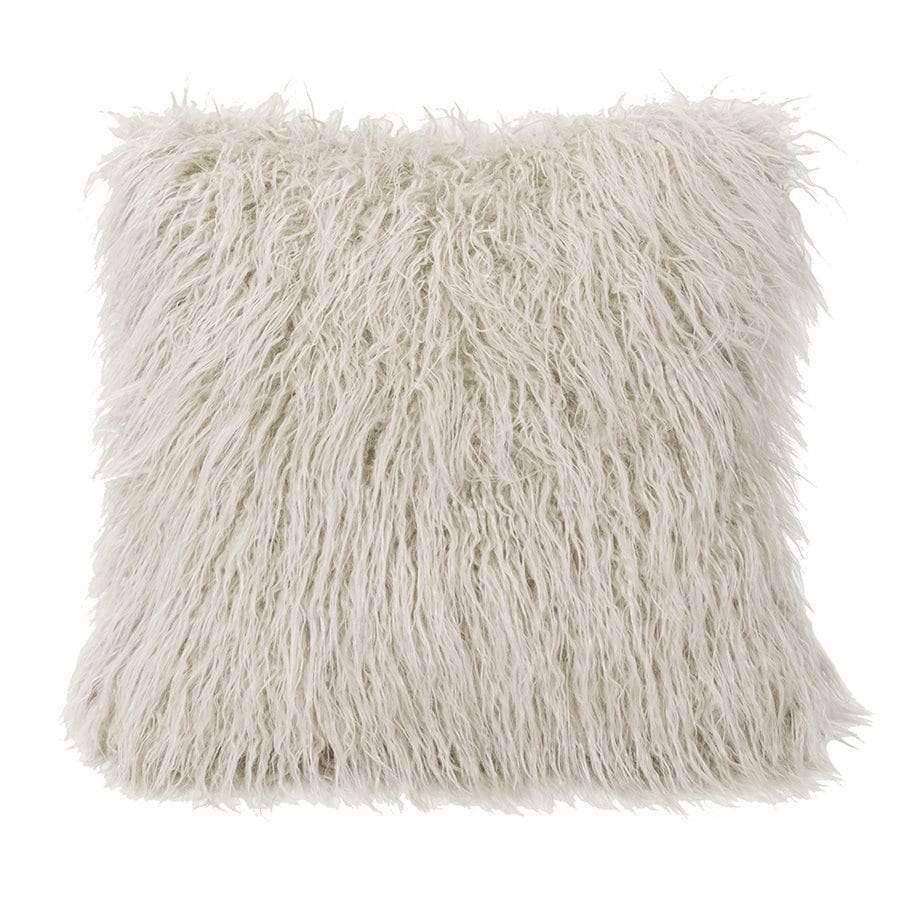 Mongolian Faux Fur Throw Pillow White Your Western Decor