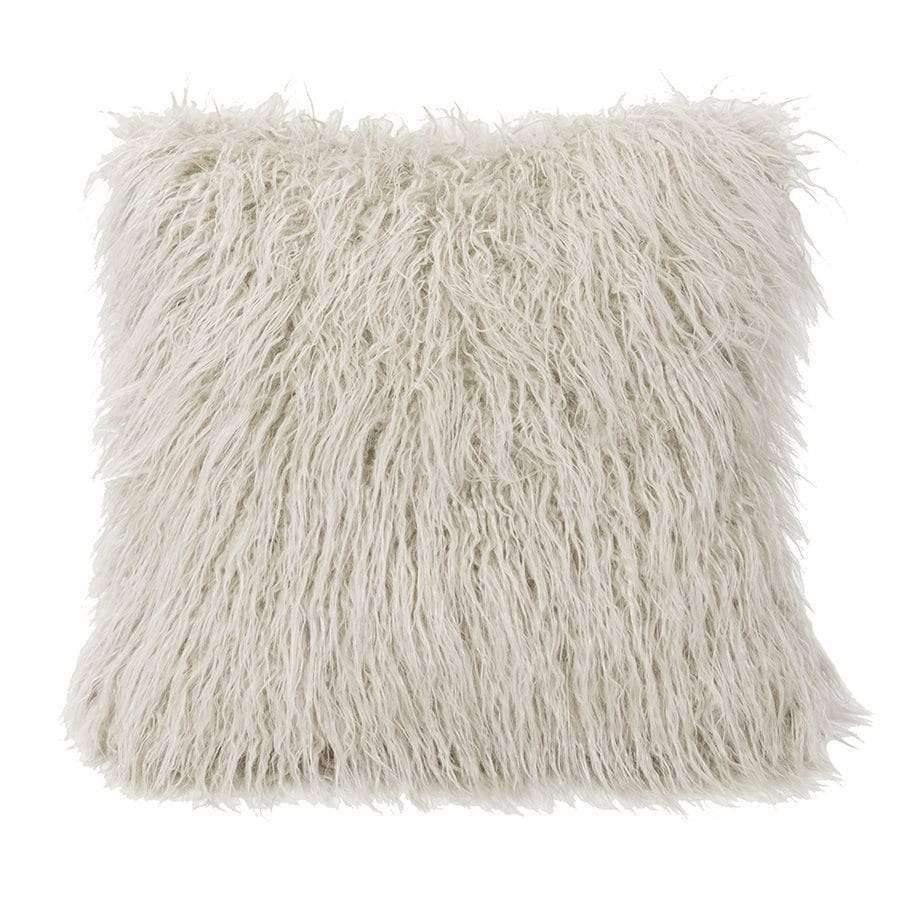 Mongolian Faux Fur Bolster Pillow in White - Your Western Decor, LLC