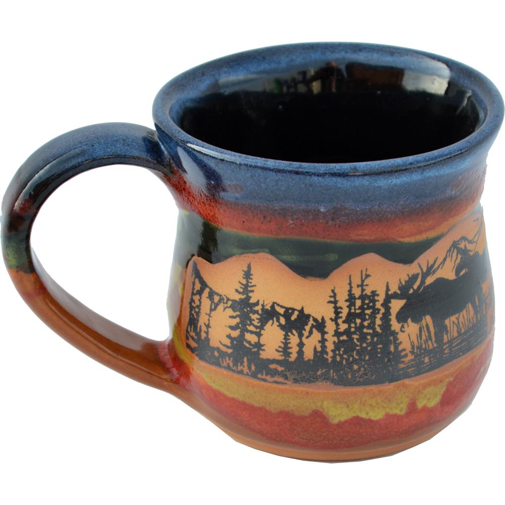 Moose azul pottery mug. Made in the USA. Your Western Decor