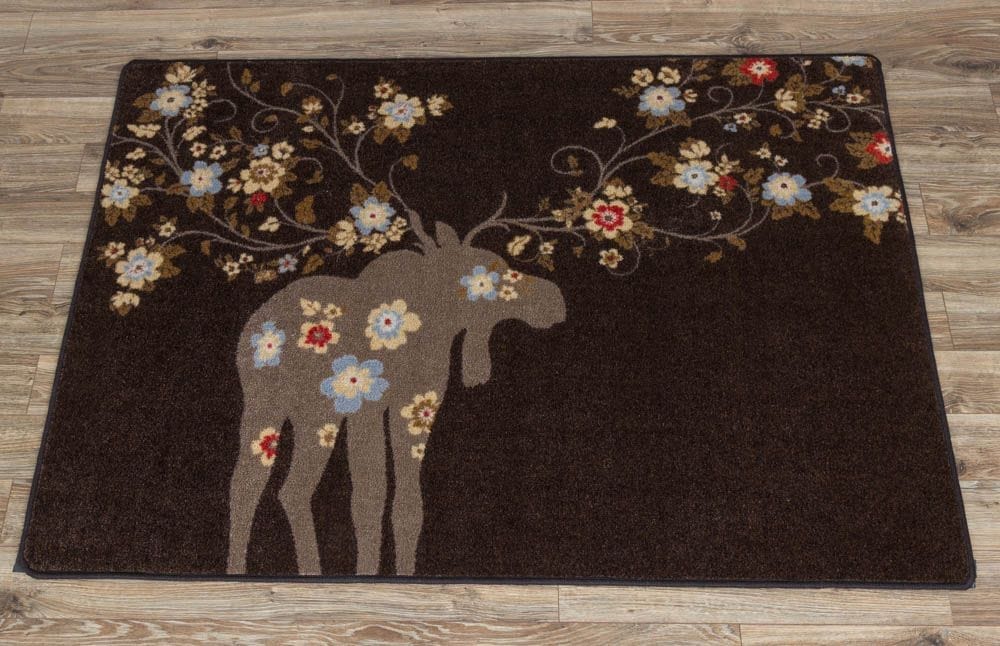 Moose blossom accent rug in chocolate - made in the USA - Your Western Decor