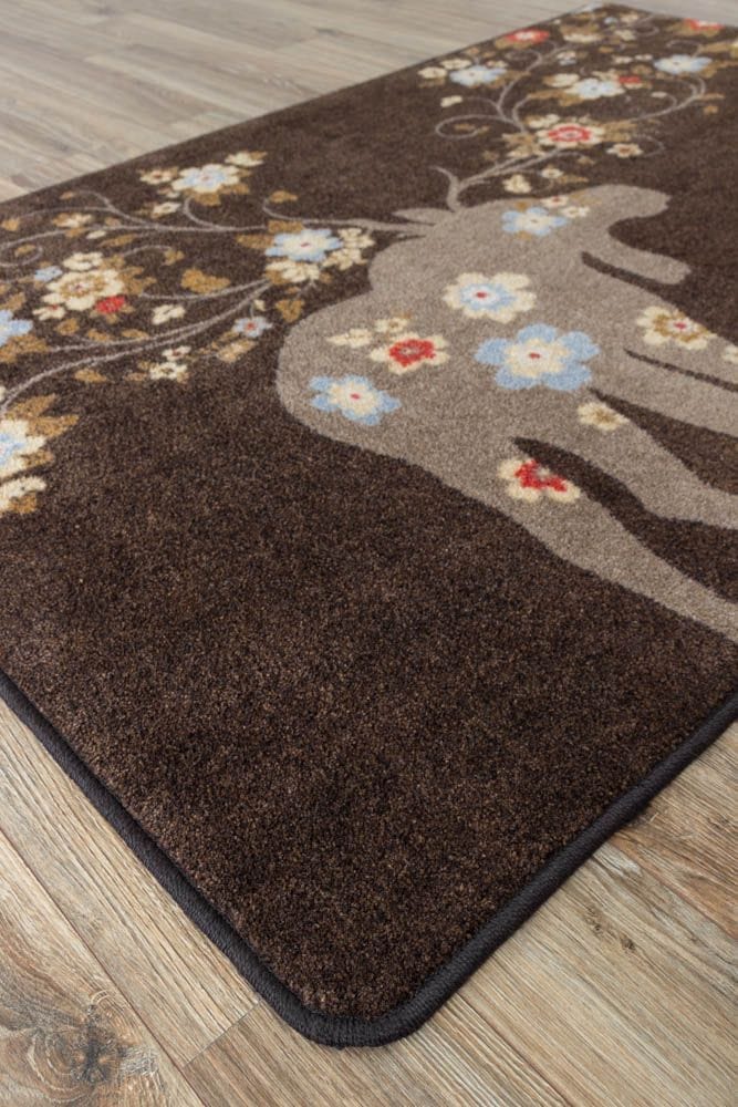 Moose Blossom Rug 2x3 in chocolate made in the USA - Your Western Decor