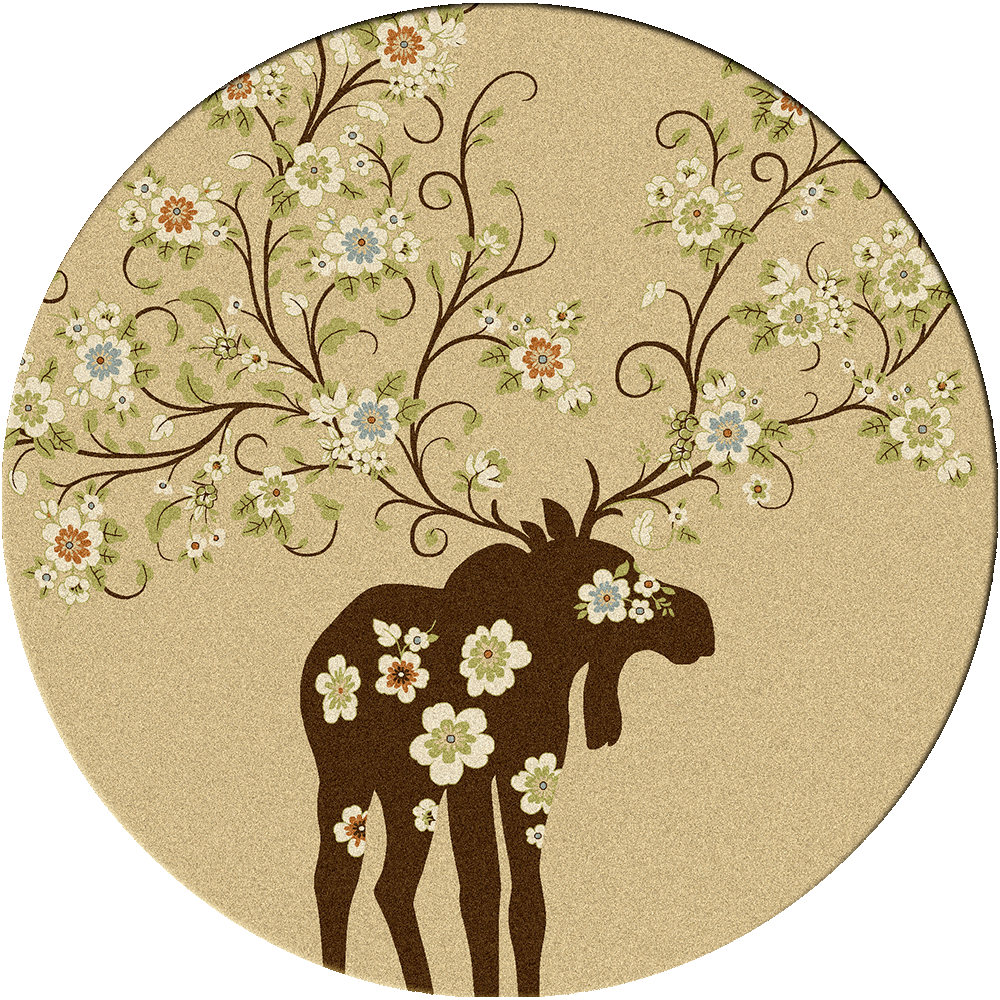 Moose Blossom Round Area Rug in Natural made in the USA - Your Western Decor
