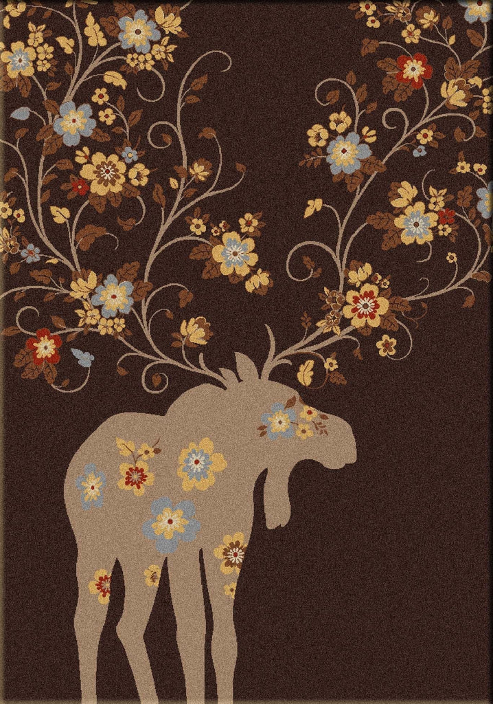 Moose Blossom Area Rug in Chocolate  made in the USA - Your Western Decor