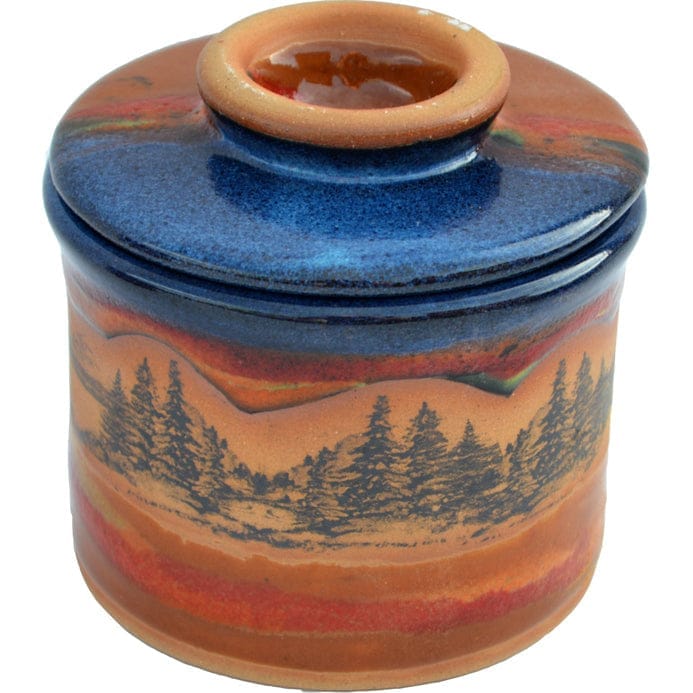 Mountain scene french butter keeper azul scape - made in the USA - Your Western Decor