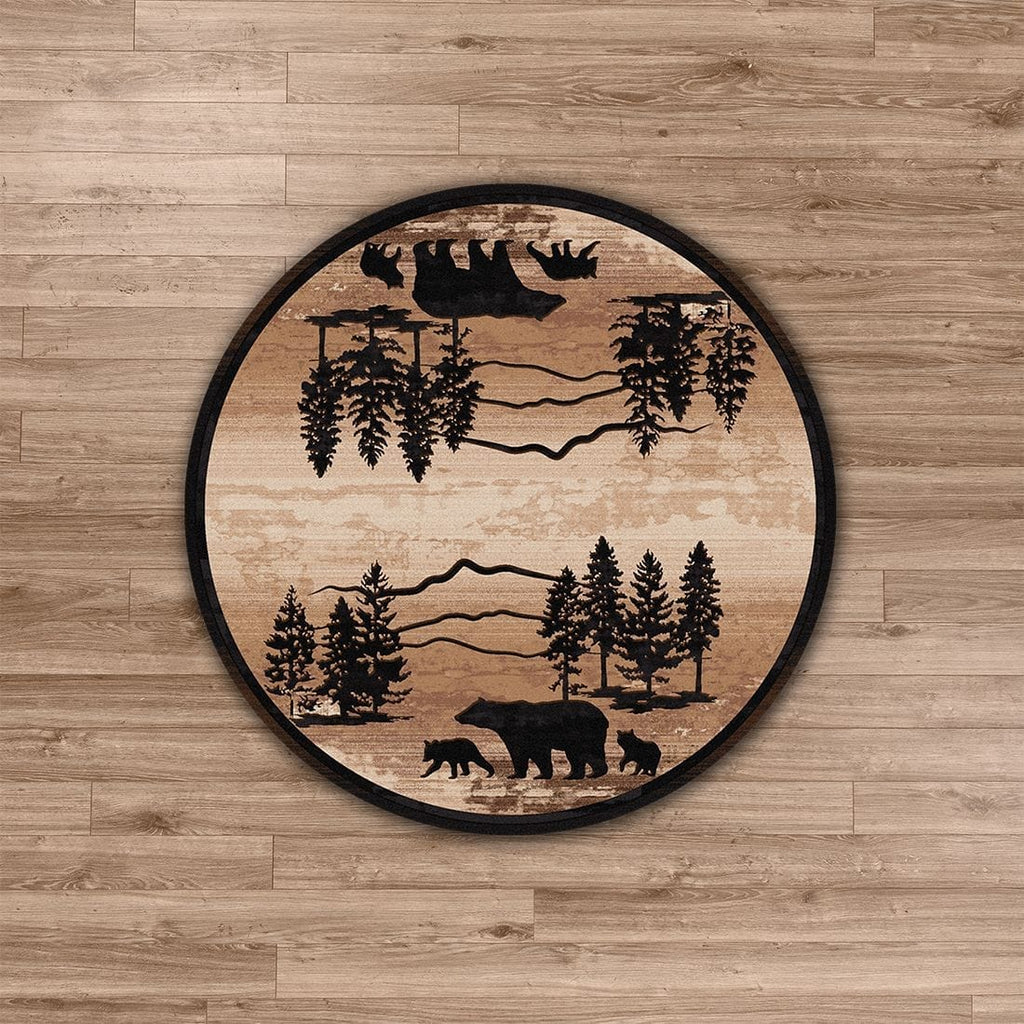 Mountain Shadow Bear 8' Round Area Rug - Made in the USA - Your Western Decor