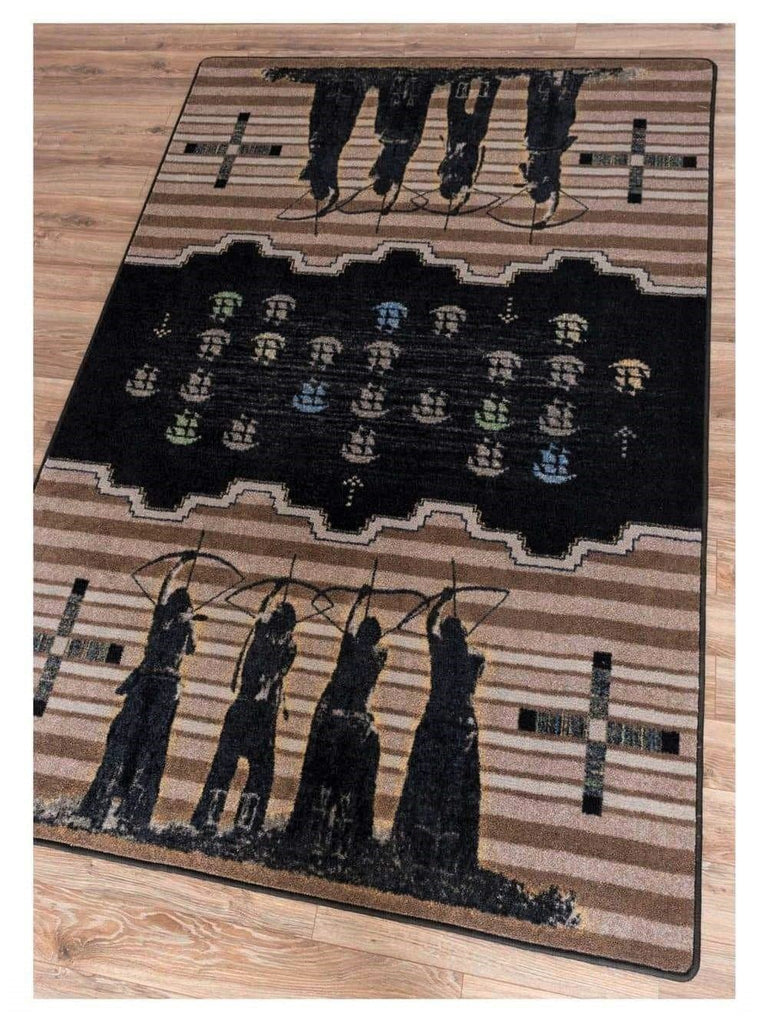 Native Invaders Area Rug, brown/black size 5x8. Made in the USA. Free shipping. Your Western Decor