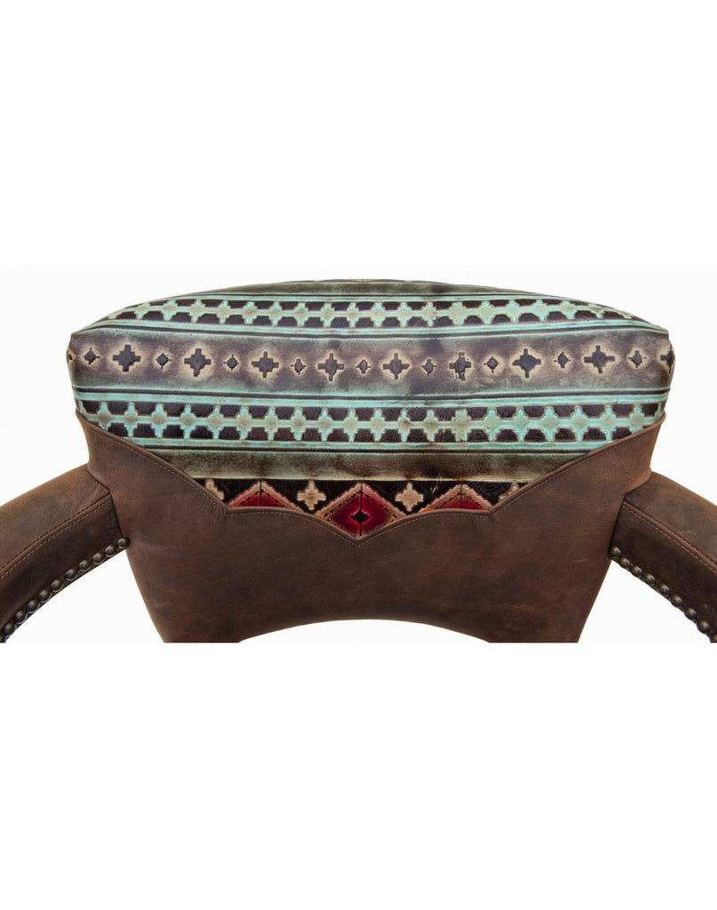 Navajo Hand Painted Embossed Leather on Bar Chair - Your Western Decor
