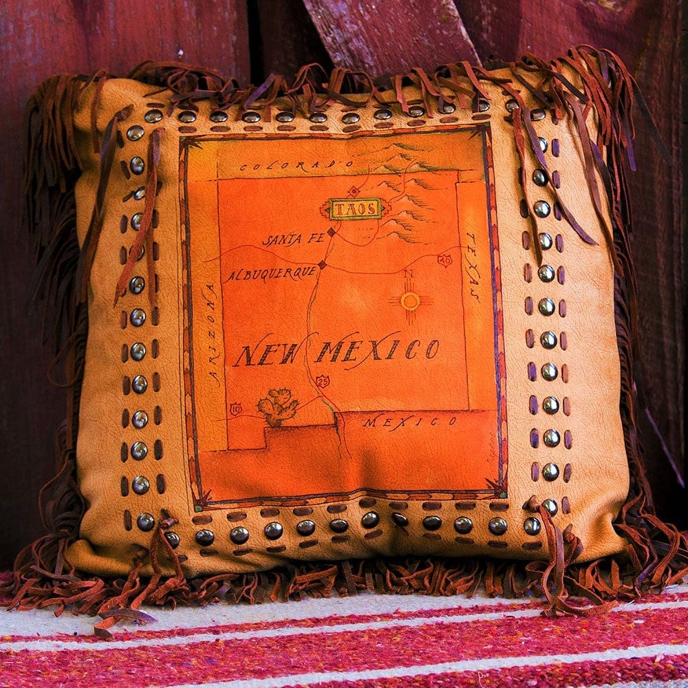 Leather New Mexico State Accent Pillow - Your Western Decor, LLC